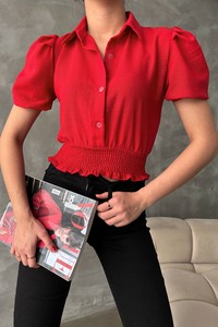 Topshow Kırmızı Keten Toptan Gömlek
