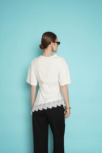 D 2991 ETEK UCU GÜPÜR T SHIRT - KREM #5