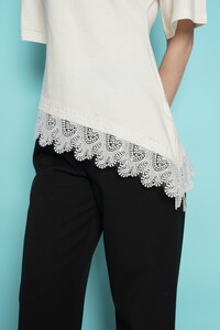 D 2991 ETEK UCU GÜPÜR T SHIRT - KREM #4