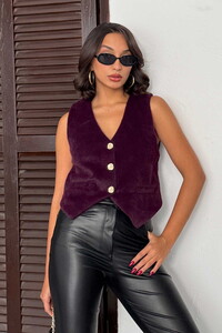 Topshow - Toptan Peluş Yelek- MÜRDÜM