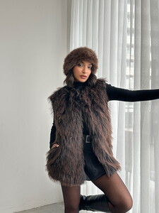  Yapay Kürk Kadın Toptan Yelek – Yumuşak Dokulu - SİYAH #3