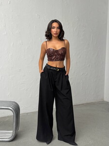 Topshow  | Pulpayet Abiye Toptan Büstüyer - Koyu Kahve | F2063 #2