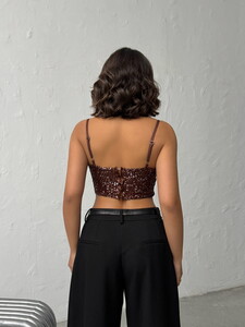 Topshow  | Pulpayet Abiye Toptan Büstüyer - Koyu Kahve | F2063 #5