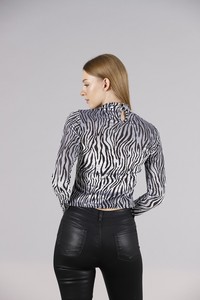 Topshow Gri Zebra Balıkcı Yaka Toptan Bluz #5