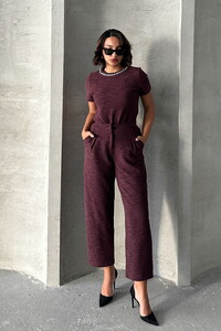 Topshow Bordo Jakarlı Toptan Pantolon #1