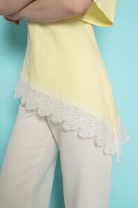 D 2991 ETEK UCU GÜPÜR T SHIRT - SARI #4