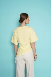 D 2991 ETEK UCU GÜPÜR T SHIRT - SARI #5