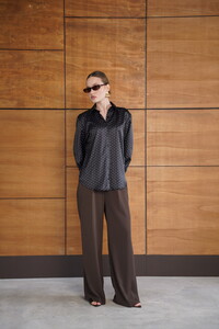 F 2076 PUANTİYELİ SATEN GÖMLEK - SİYAH #3