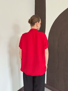 D 2890 ÇİÇEK DETAYLI GÖMLEK - KIRMIZI #5