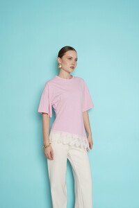 D 2991 ETEK UCU GÜPÜR T SHIRT - PEMBE #2