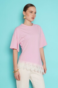 D 2991 ETEK UCU GÜPÜR T SHIRT - PEMBE