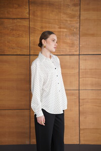 F 2076 PUANTİYELİ SATEN GÖMLEK - KREM #3