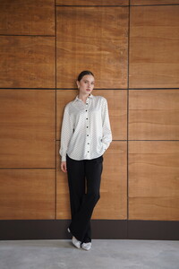 F 2076 PUANTİYELİ SATEN GÖMLEK - KREM #4