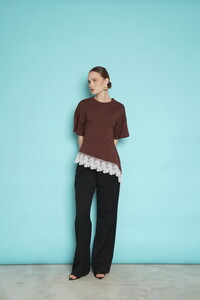 D 2991 ETEK UCU GÜPÜR T SHIRT - KAHVE #3