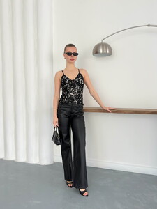 Topshow Asklı Toptan Bluz - Siyah-D2939 #2