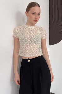 D 3007 GÜPÜR T SHIRT - KREM