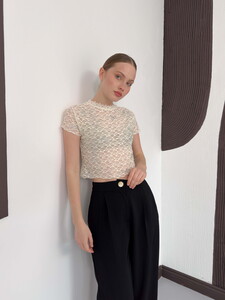 D 3007 GÜPÜR T SHIRT - KREM #3