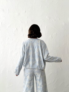 Floral Embroidered Zippered Jacket - Blue | Topshow #5