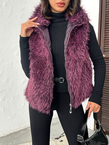 Yapay Kürk Kadın Toptan Yelek – Fermuarlı, Yumuşak Dokulu  - MÜRDÜM #4