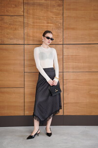 F 2077 DANTEL DETAYLI PUANTİYELİ SATEN ETEK - SİYAH #2