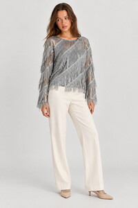 F 2225 PÜSKÜL VE PUL DETAYLI BLUZ - GRİ #3