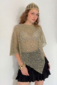 D 3118 ASİMETRİK KESİM YARASA KOL PULLU BLUZ - HAKİ