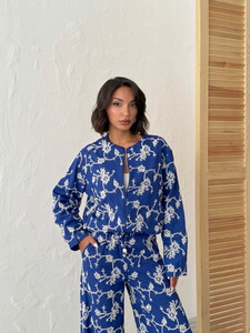 Floral Embroidered Zippered Jacket - Saxe | Topshow #3