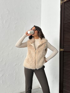 Yapay Kürk Kadın Toptan Yelek – Fermuarlı, Yumuşak Dokulu - TAŞ #3