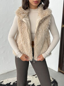 Yapay Kürk Kadın Toptan Yelek – Fermuarlı, Yumuşak Dokulu - TAŞ #4