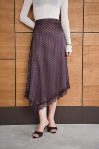 F 2077 DANTEL DETAYLI PUANTİYELİ SATEN ETEK - KAHVE #4