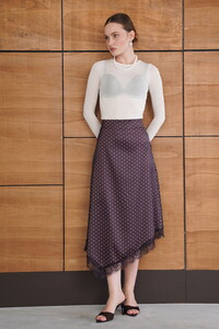 F 2077 DANTEL DETAYLI PUANTİYELİ SATEN ETEK - KAHVE #1