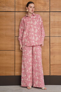 F 1927 SÜZÜNE NAKIŞLI PANTOLON - PEMBE #1