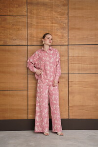 F 1927 SÜZÜNE NAKIŞLI PANTOLON - PEMBE #2