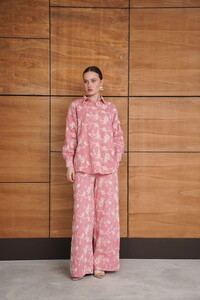 F 1927 SÜZÜNE NAKIŞLI PANTOLON - PEMBE #3