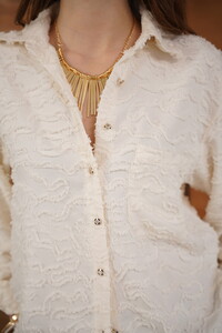 Topshow - Toptan Jakarlı Dokuma Gömlek - Krem #4