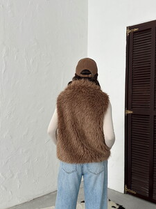 Yapay Kürk Kadın Toptan Yelek – Fermuarlı, Yumuşak Dokulu AÇIK KAHVE #5