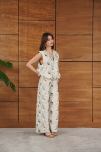 Topshow Embroidered Linen Trousers - Stone | F2008 #3