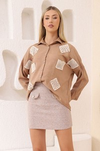 Kaşe Mini Toptan Etek - Taş | TOPSHOW