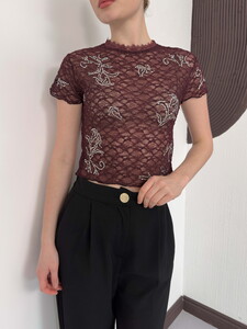 D 3007 GÜPÜR T SHIRT - KAHVE #4