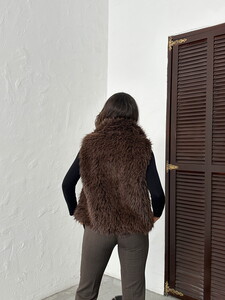 Yapay Kürk Kadın Toptan Yelek – Fermuarlı, Yumuşak Dokulu- KOYU KAHVE #5