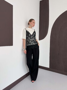 Penye Tunik Üstü Dantel Kısa Elbise - Krem | D3009 Topshow #3