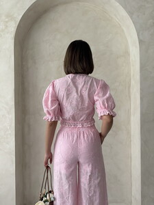 Embroidered Blouse with Trim Detail - Pink | Topshow #5