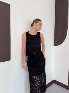 Dantel Kolsuz Bluz - Siyah | D3011 Topshow #4