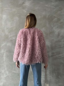 Topshow Lila Saçaklı Peluş Toptan Ceket #5