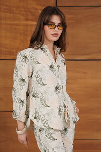 Topshow Embroidered Linen Wholesale Shirt - Stone | F2009 #1