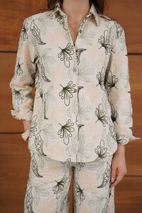 Topshow Embroidered Linen Wholesale Shirt - Stone | F2009 #4