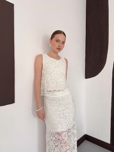 Dantel Kolsuz Bluz - Krem | D3011 Topshow #4