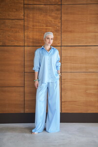 F 2052 SATEN PANTOLON - MAVİ #4