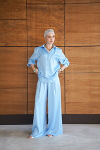 F 2052 SATEN PANTOLON - MAVİ #3