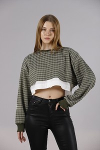 Crop Toptan Bluz - Haki | TOPSHOW #4